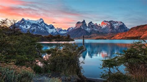 torres del paine mountains lake  chile full hd wallpaper