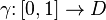 \gamma \colon [0,1]\to D