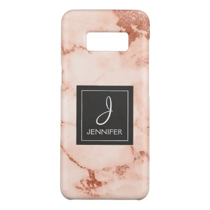 Pink Rose Gold Marble Elegant Monogram Case-Mate Samsung Galaxy S8 Case
