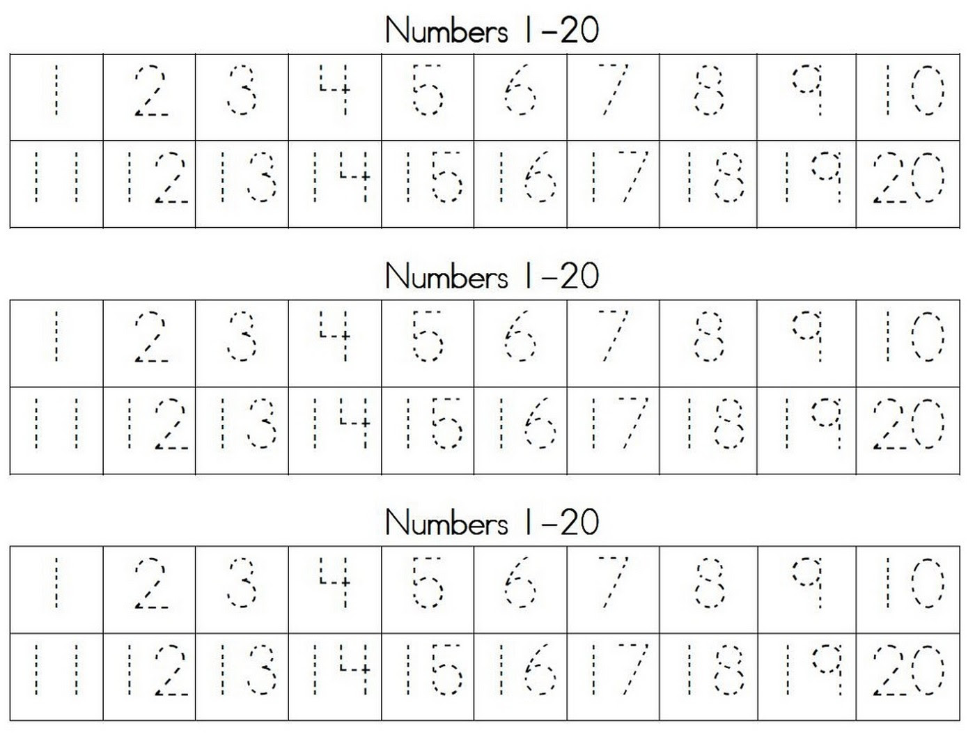 tracing numbers for kg practice learning printable
