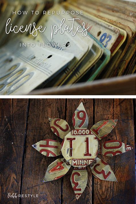 diy license plate flower robb restyle