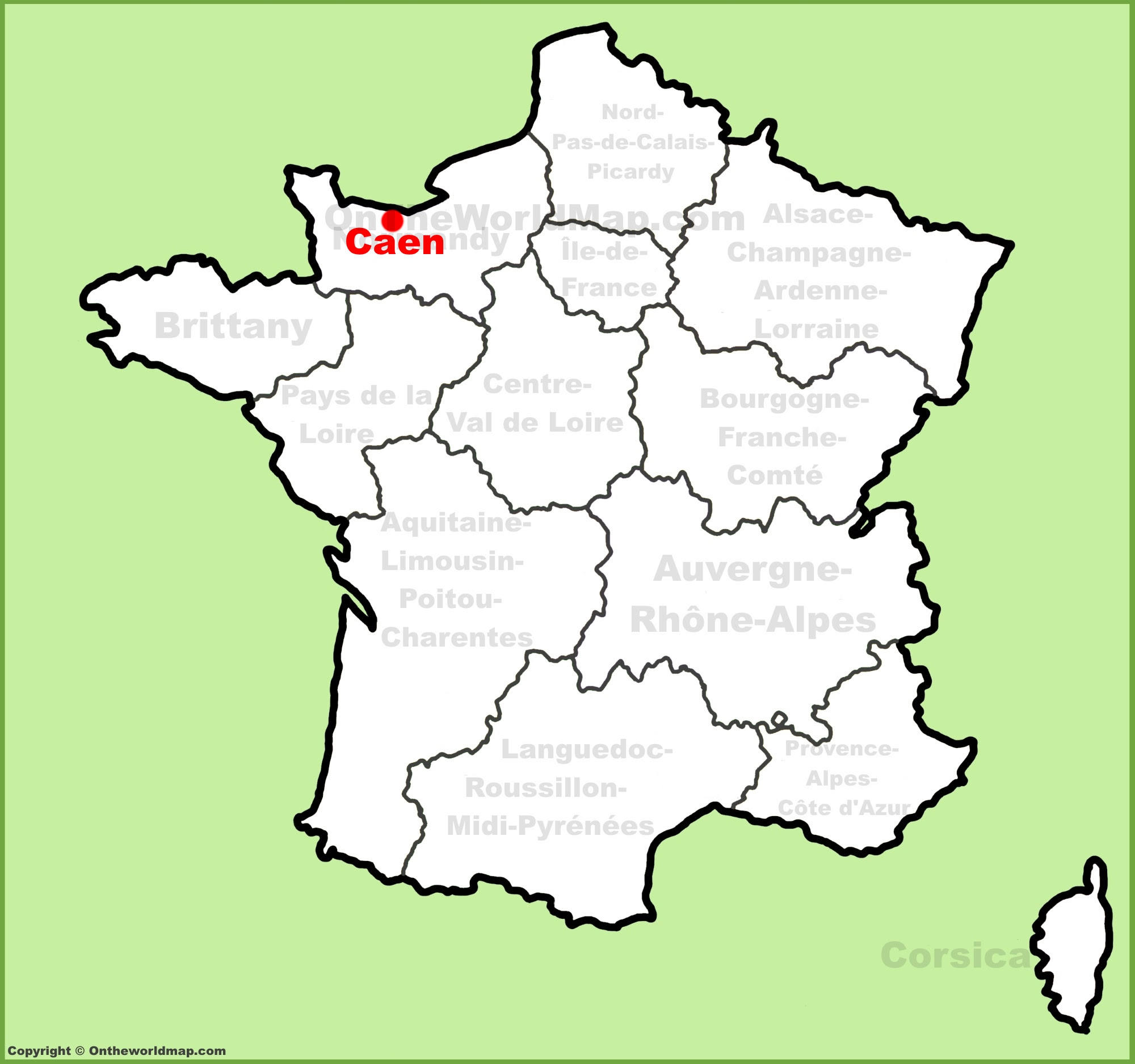mapa caen francia Caen location on the France map