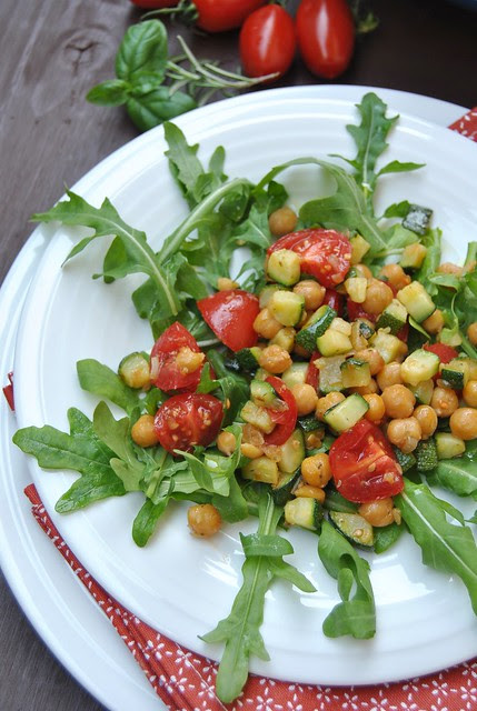 Chickpea and Zucchini Salad with Tomatoes and Arugula 