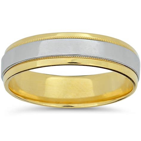 mens platinum  yellow gold  tone wedding band high