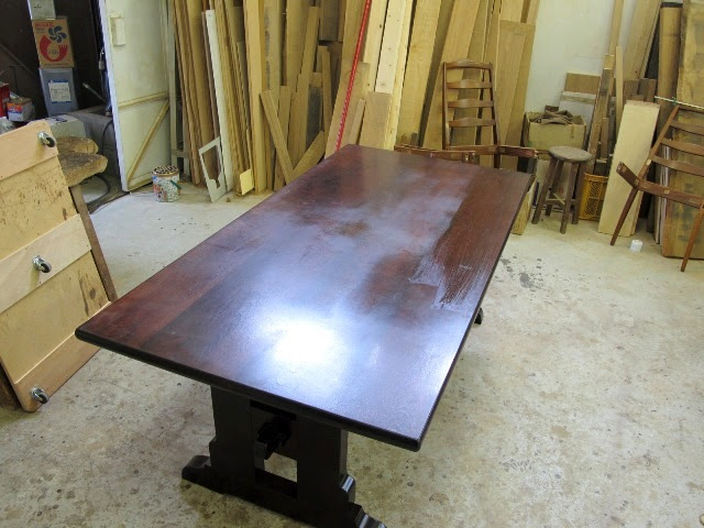 松本民芸家具テーブル天板再塗装 Capra 家具修理