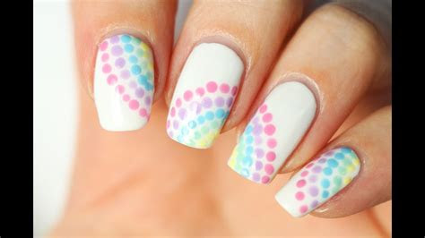 nail art facile au dotting tool pastel rainbow youtube