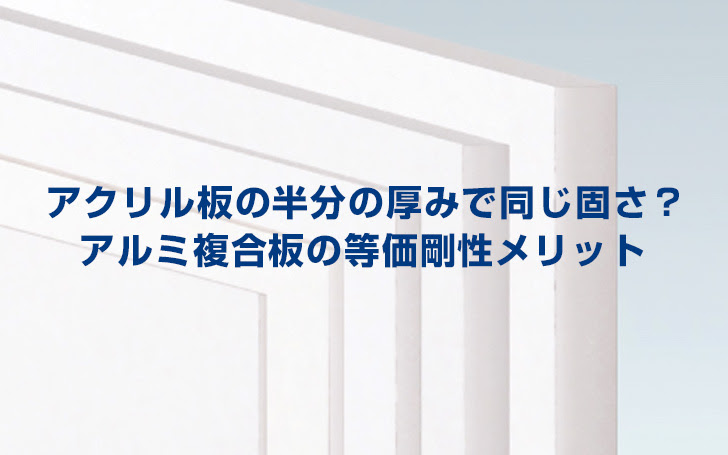 アクリル板の半分の厚みで同じ固さ アルミ複合板の等価剛性メリット 看板のサインシティ
