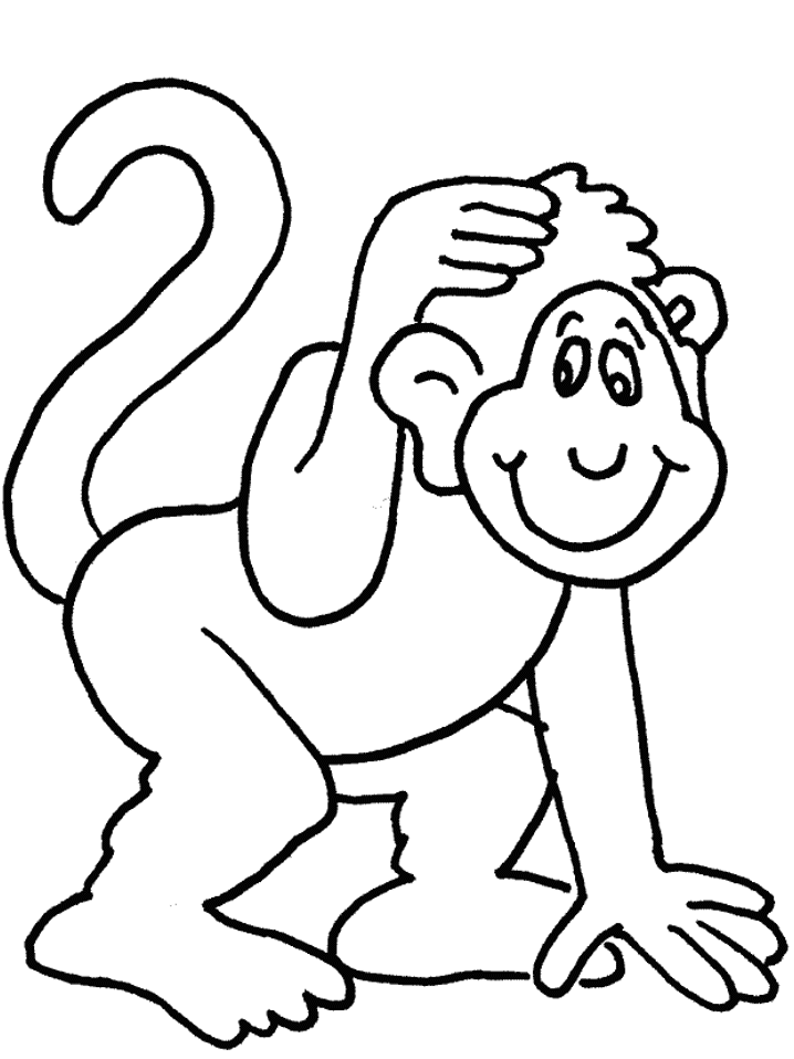 Monkey Colouring For Kid Clip Art Library
