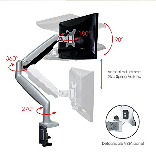 AVLT-Power Premium Aluminum Gas Spring Desk Mount - Single - Holds 13