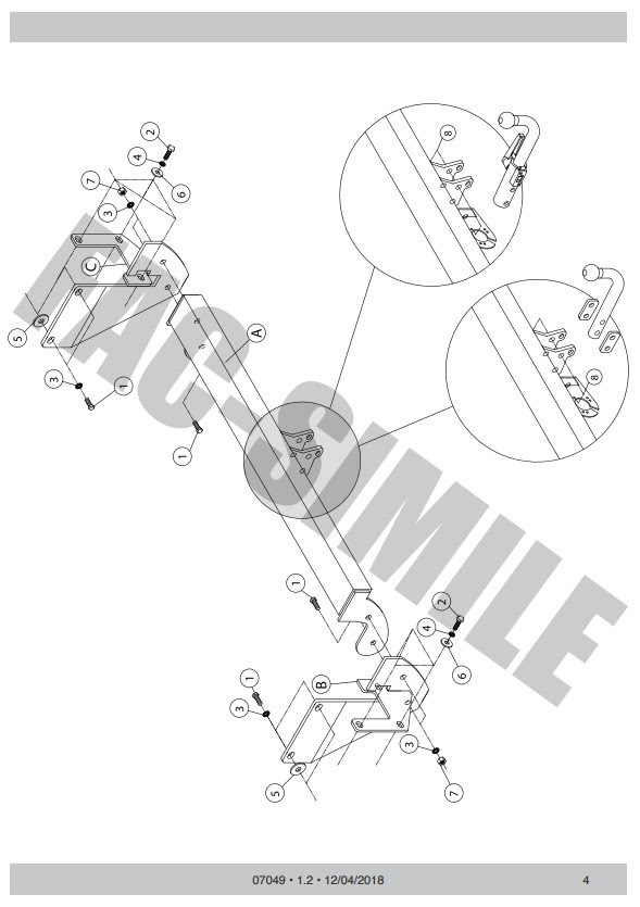 Fixed Swan Neck Towbar 07049UKA3 7p Bypass Relay for Peugeot Expert Van 2016 Trailers & Towing