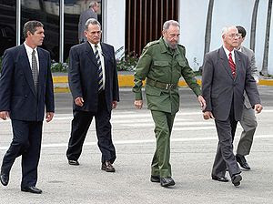 Fidel CASTRO in front of monument of martyrs a...