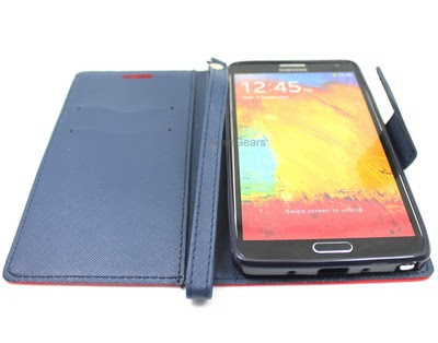 For Samsung Galaxy Note 4 Red Blue Vinyl Wristlet Wallet Flip Cover ...