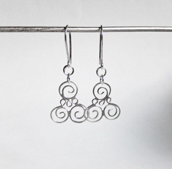silver curl earrings - silver moss designs