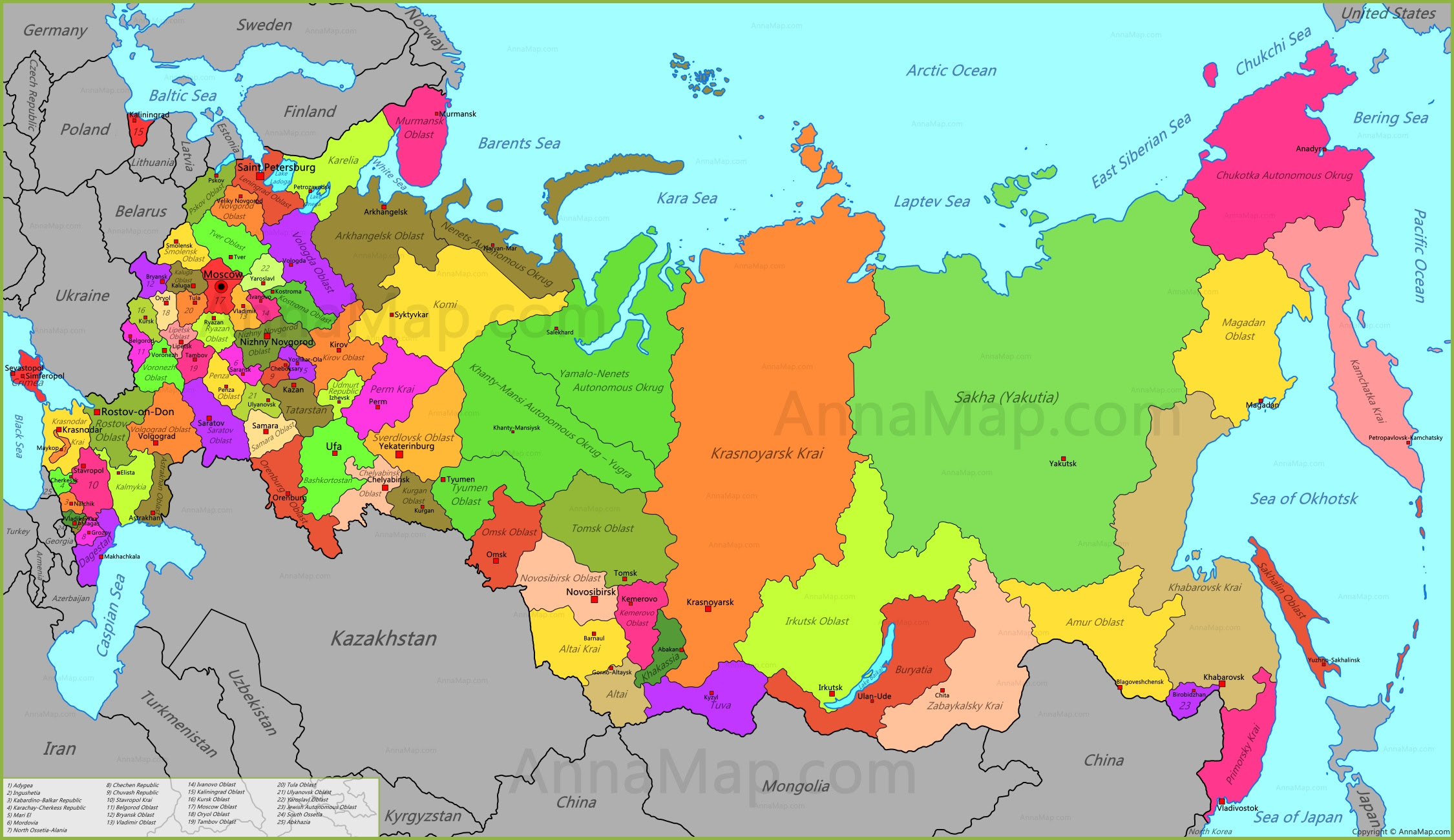 Popular 170 List map of russia