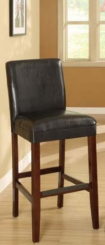 Set of 2 Bar Stools - Contemporary Black Color
