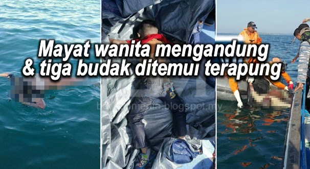Mayat wanita mengandung & tiga budak ditemui terapung