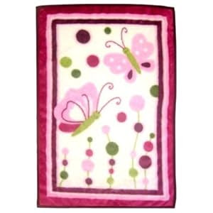 Lambs and Ivy Luv Bugs High Pile Blanket, Plum