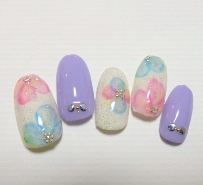 たらしこみ花ネイルのやり方 ジェルを使ってアクリル絵の具を使わずに 華子のネイル時々コスメdiary