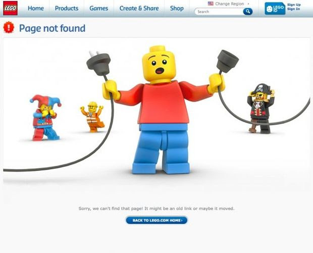 Página de erro 404 da Lego (Foto: Reprodução/BusinessInsider)