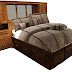 Queen Headboard Wall Unit : Queen size storage headboard, lighted canopy, and mirrored back.