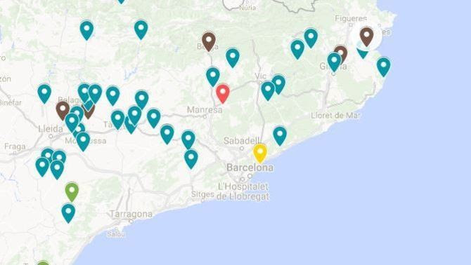 Captura del mapa dels ajuntaments que obren aquest 12 d'octubre