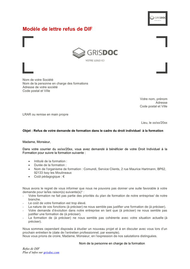 Lettre Refus Candidature Après Entretien