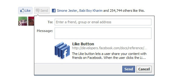 Facebook Like Send Button