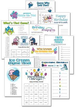 40th Birthday Party Themes on Printable Birthday Party Games Printable Theme Party Games