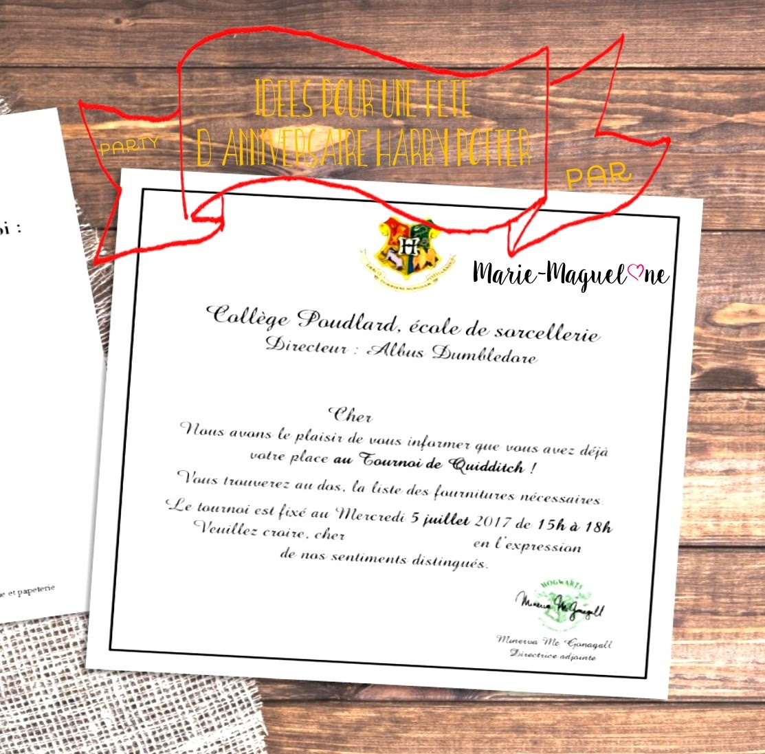 Idees Et Carte D Invitation Pour Un Anniversaire Harry Potter