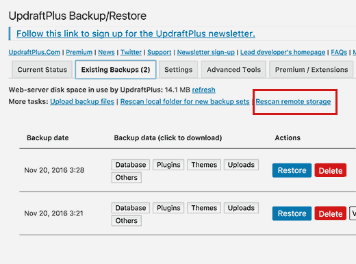 Remote backups