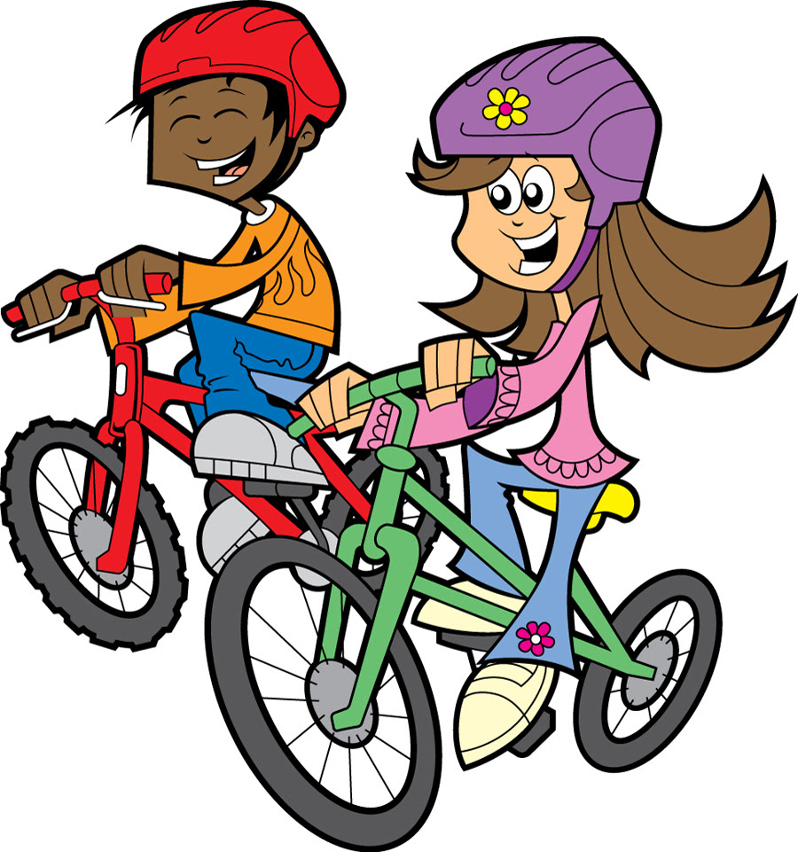 Disegno di Bambini in Bicicletta a colori