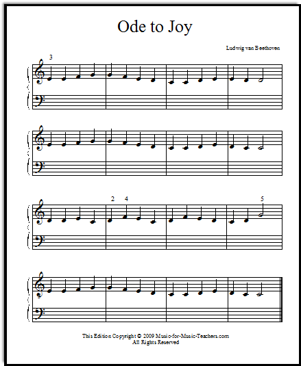 Ode to Joy Free Kids' Sheet Music for Piano
