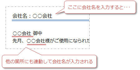 Word 1箇所に入力すると他の箇所に同じ文字列を表示 教えて Helpdesk