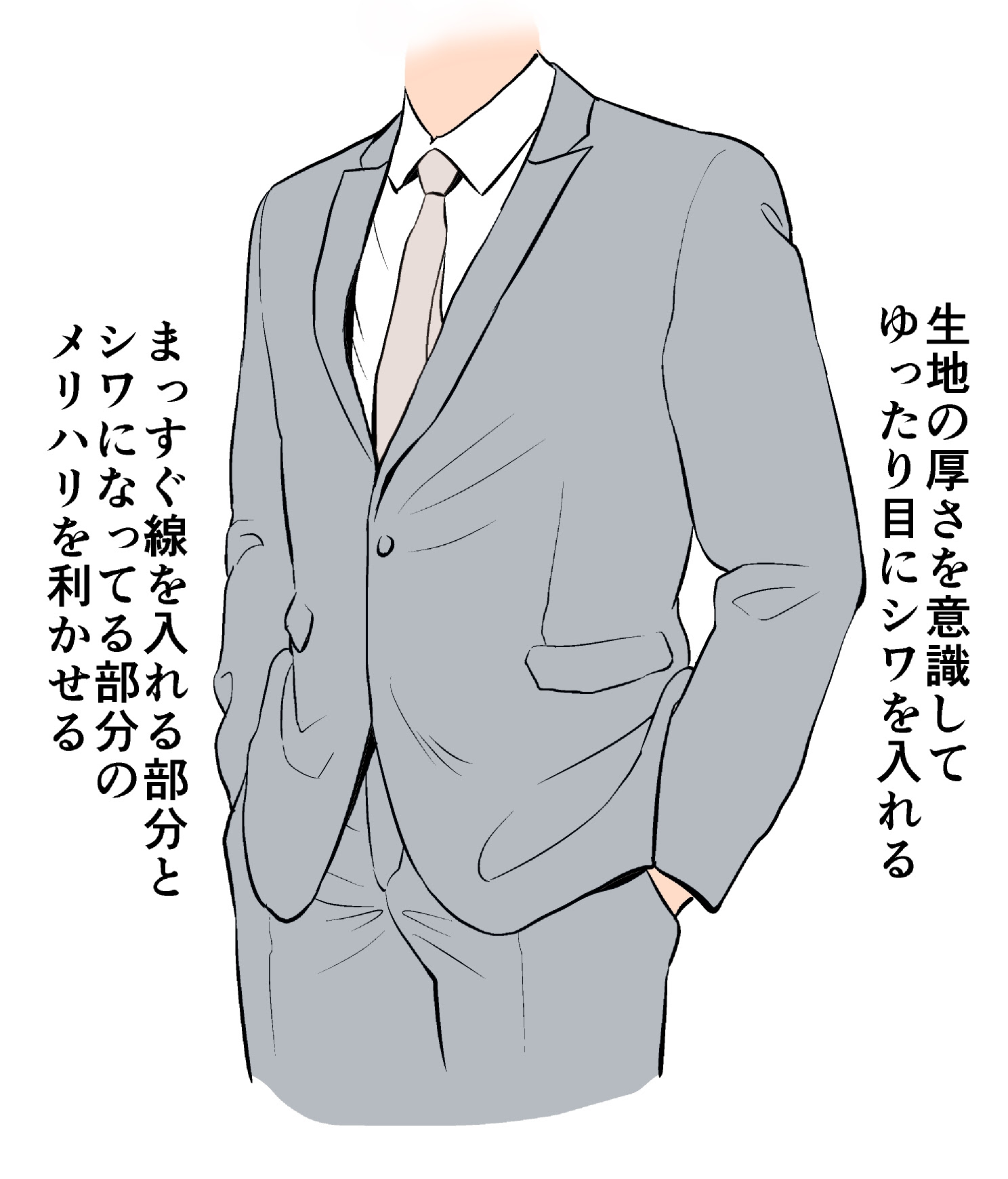 スーツ 男性用 の描き方 種類や構造 シワの描き方など詳しく解説 Oyukihan S Blog 漫 パワー充電所