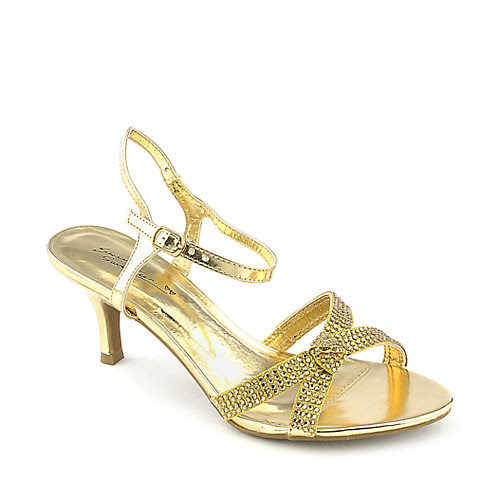 Sweet Seventeen Janee-05 gold evening low heel dress shoe