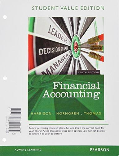 Isbn 9780133805451 Financial Accounting Student Value