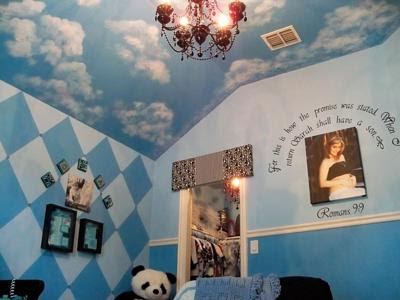 Cloud Mural Painting Ideas for the Baby Nursery Wall and Ceiling