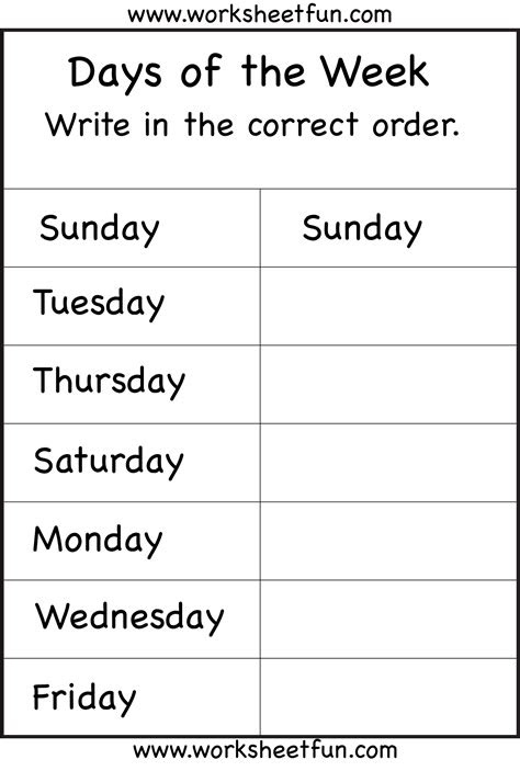 What are the seven days of the week? days of the week worksheet printable worksheets pinterest