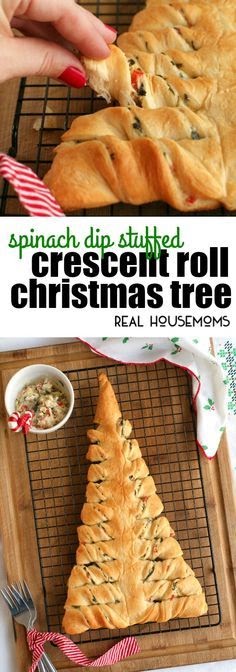 Spinach Dip Stuffed Crescent Roll Christmas Tree #christmas #holiday #cake