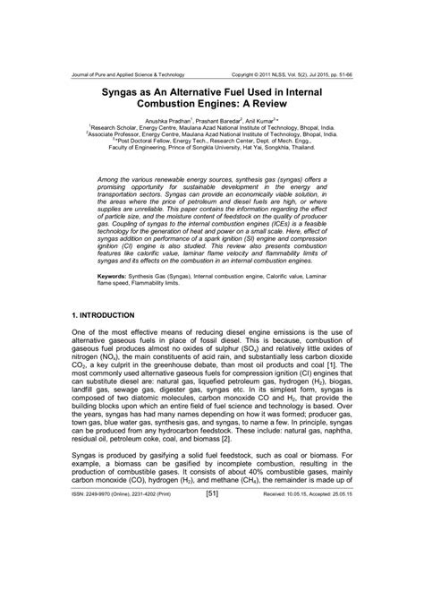 (PDF) Syngas as An Alternative Fuel Used in Internal