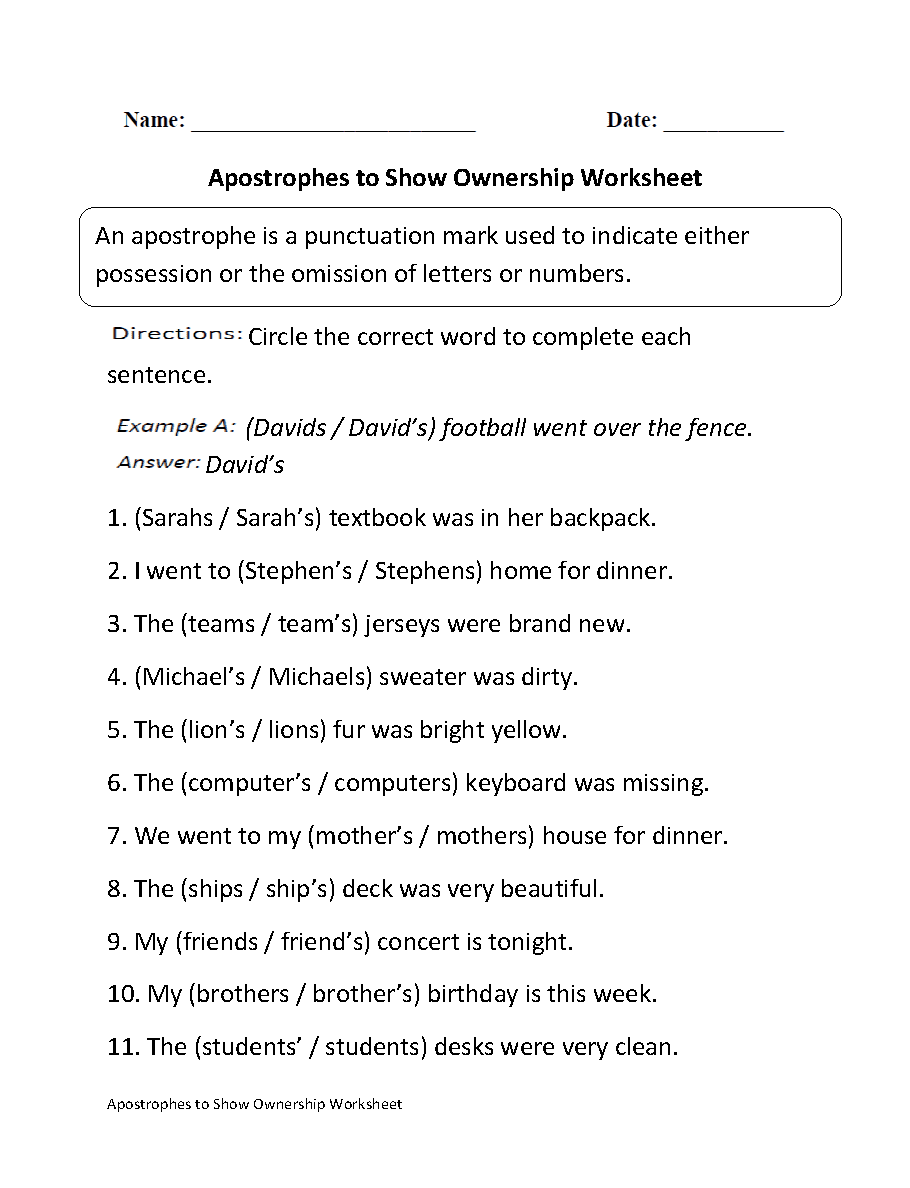 Englishlinx.com Apostrophes Worksheets Englishlinx.com Apostrophes Worksheets