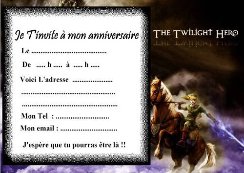 Maison Fetes Occasions Speciales Jeu Video 5 Cartes Invitation Anniversaire Zelda 01