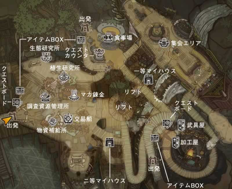 Mhw モンハンワールドの調査拠点アステラの施設 生態研究所 植生研究所 マカ錬金 マイハウス 攻略広場
