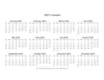  printable 2023 calendar one page large horizontal