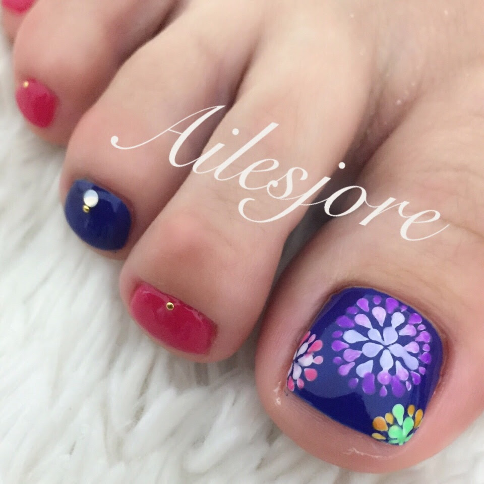 フット 花火ネイル 本厚木のネイルサロン Ailesjore エルジョワ