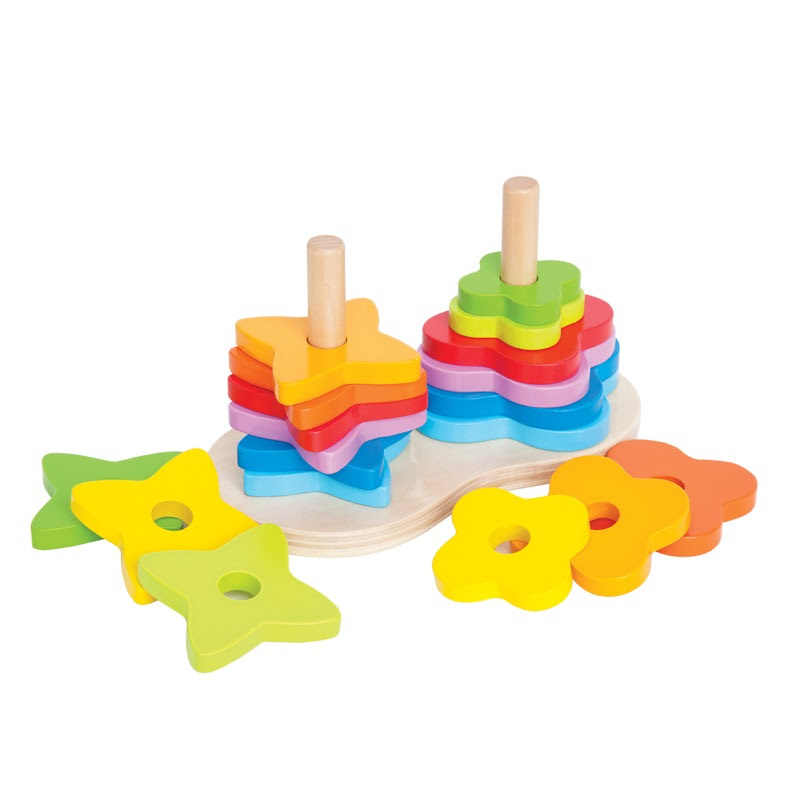 Hape Double Rainbow Stacker Kayu  Susun  Penyortiran 