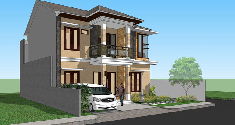  Desain Rumah Modern Elegan 2 Lantai Luas 203 m2 Tanah 13 