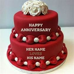 Write Name On Happy Anniversary Cakes Online Free   wishes  
