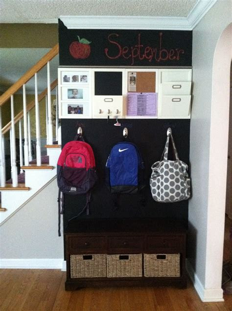 entryway backpacks organization chalkboard paint
