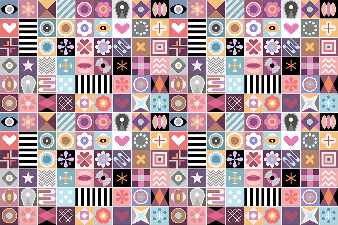 抽象几何图案无缝矢量背景素材Abstract Geometric Patterns - 设计森林 
